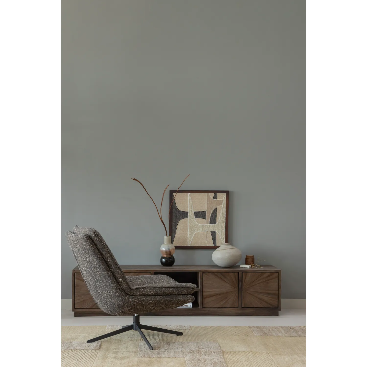 Woood Milaro Draaifauteuil Bruin Melange - KwaliteitWonen.nl