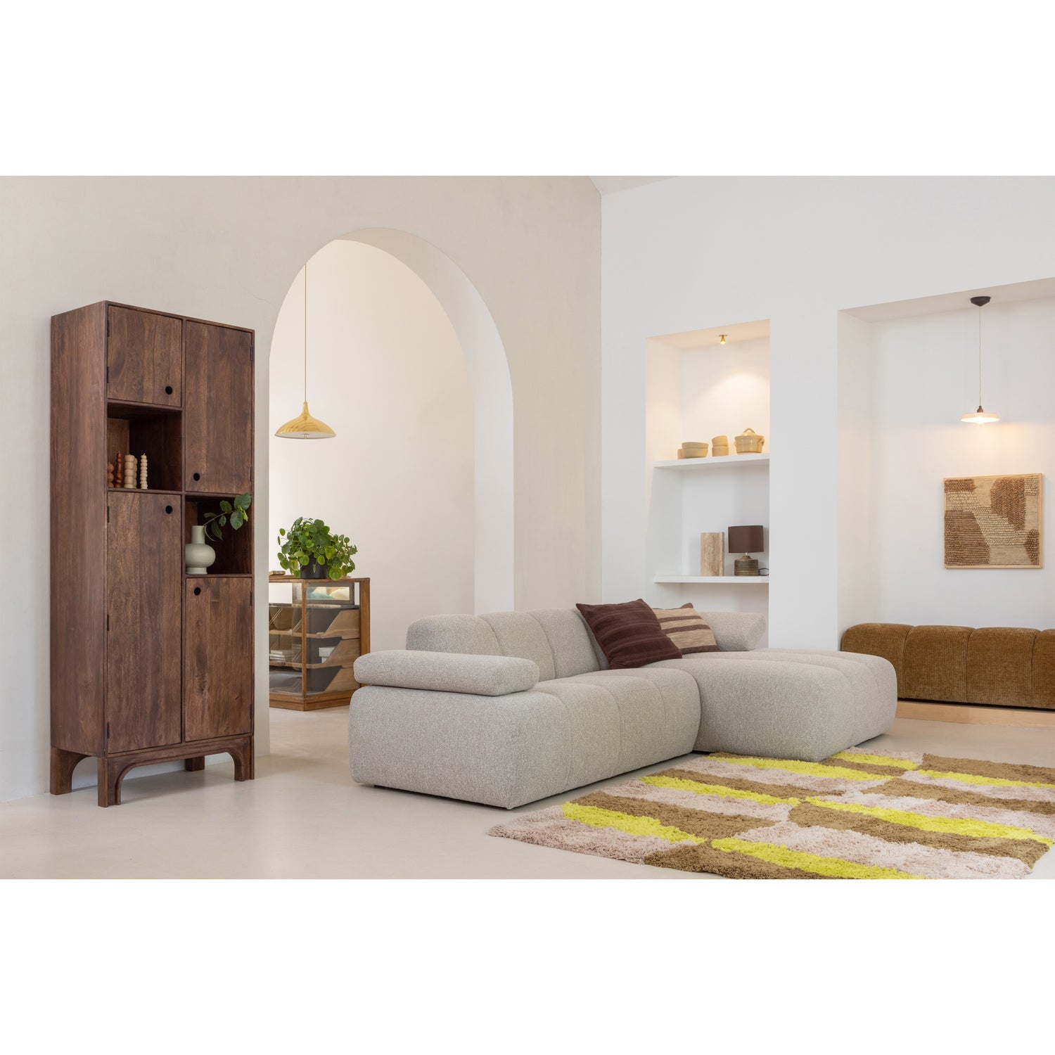 Woood Mojo 1,5 Zits Element Arm Links Boucle Beige Melange - KwaliteitWonen.nl