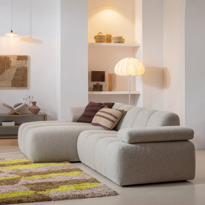 Woood Mojo Chaise Longue Bank Links Boucle Beige Melange - KwaliteitWonen.nl