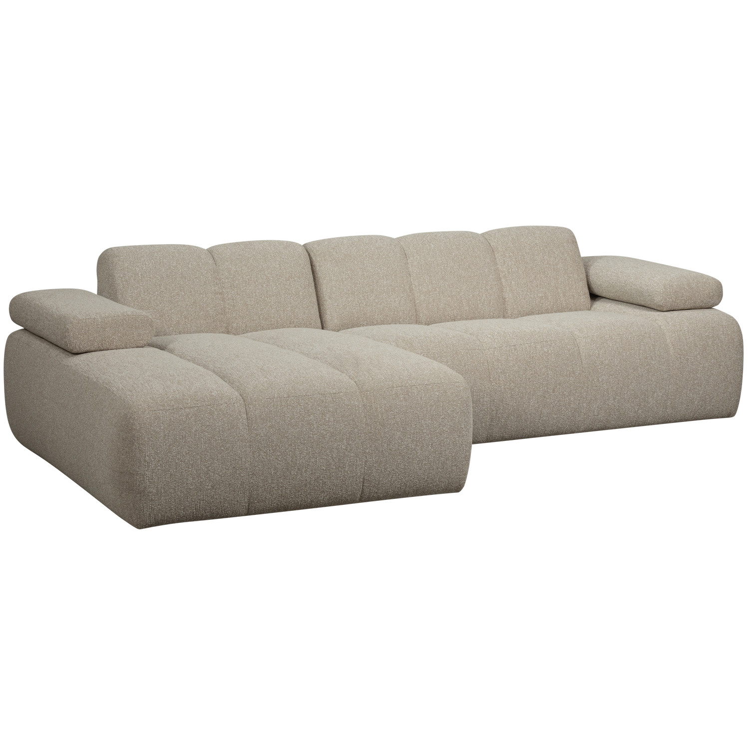 Woood Mojo Chaise Longue Bank Links Boucle Beige Melange - KwaliteitWonen.nl