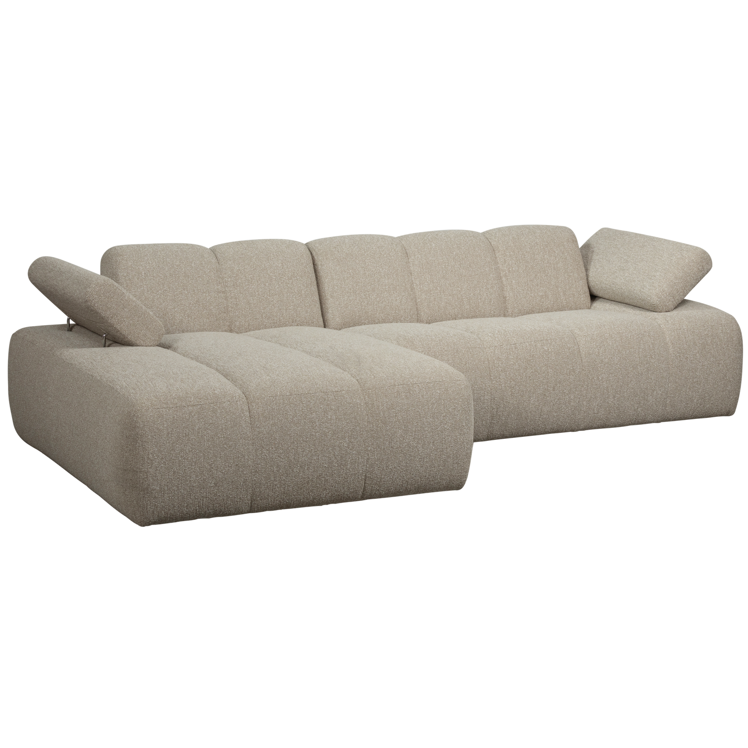 Woood Mojo Chaise Longue Bank Links Boucle Beige Melange - KwaliteitWonen.nl