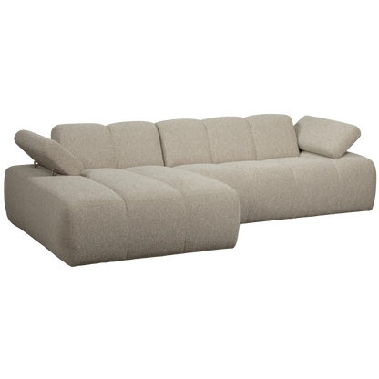 Woood Mojo Chaise Longue Bank Links Boucle Beige Melange - KwaliteitWonen.nl
