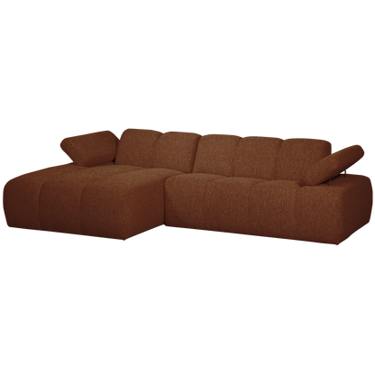 Woood Mojo Chaise Longue Bank Links Boucle Roestbruin Melange - KwaliteitWonen.nl