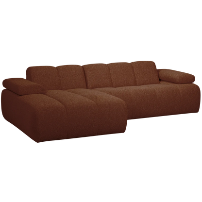 Woood Mojo Chaise Longue Bank Links Boucle Roestbruin Melange - KwaliteitWonen.nl