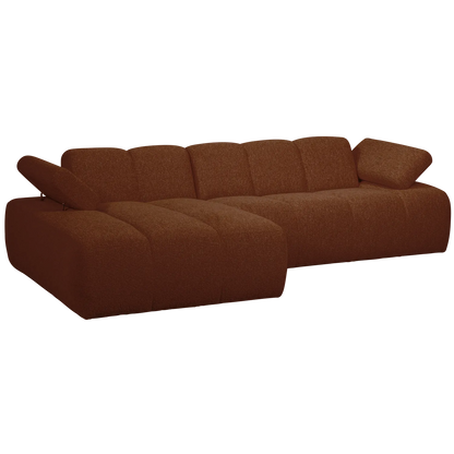 Woood Mojo Chaise Longue Bank Links Boucle Roestbruin Melange - KwaliteitWonen.nl