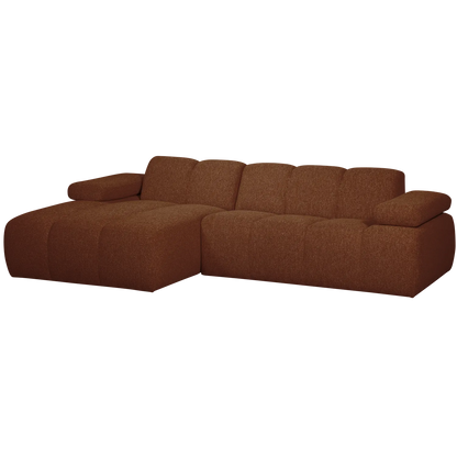 Woood Mojo Chaise Longue Bank Links Boucle Roestbruin Melange - KwaliteitWonen.nl