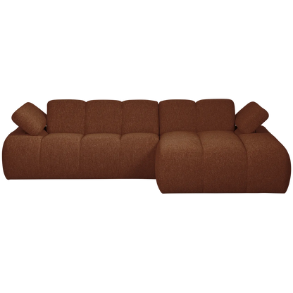 Woood Mojo Chaise Longue Bank Rechts Boucle Roestbruin Melange - KwaliteitWonen.nl