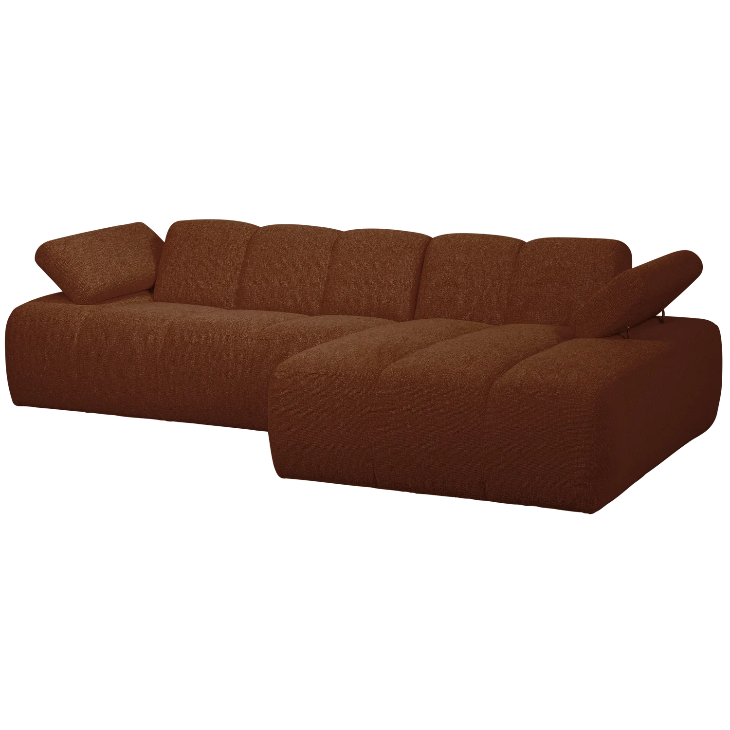 Woood Mojo Chaise Longue Bank Rechts Boucle Roestbruin Melange - KwaliteitWonen.nl