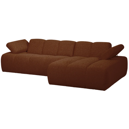 Woood Mojo Chaise Longue Bank Rechts Boucle Roestbruin Melange - KwaliteitWonen.nl