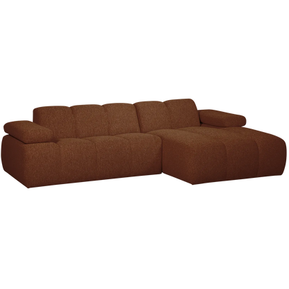 Woood Mojo Chaise Longue Bank Rechts Boucle Roestbruin Melange - KwaliteitWonen.nl