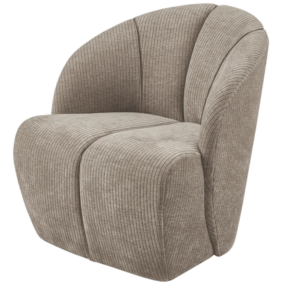 Woood Mojo Draaifauteuil Ribstof Donkerzand - KwaliteitWonen.nl