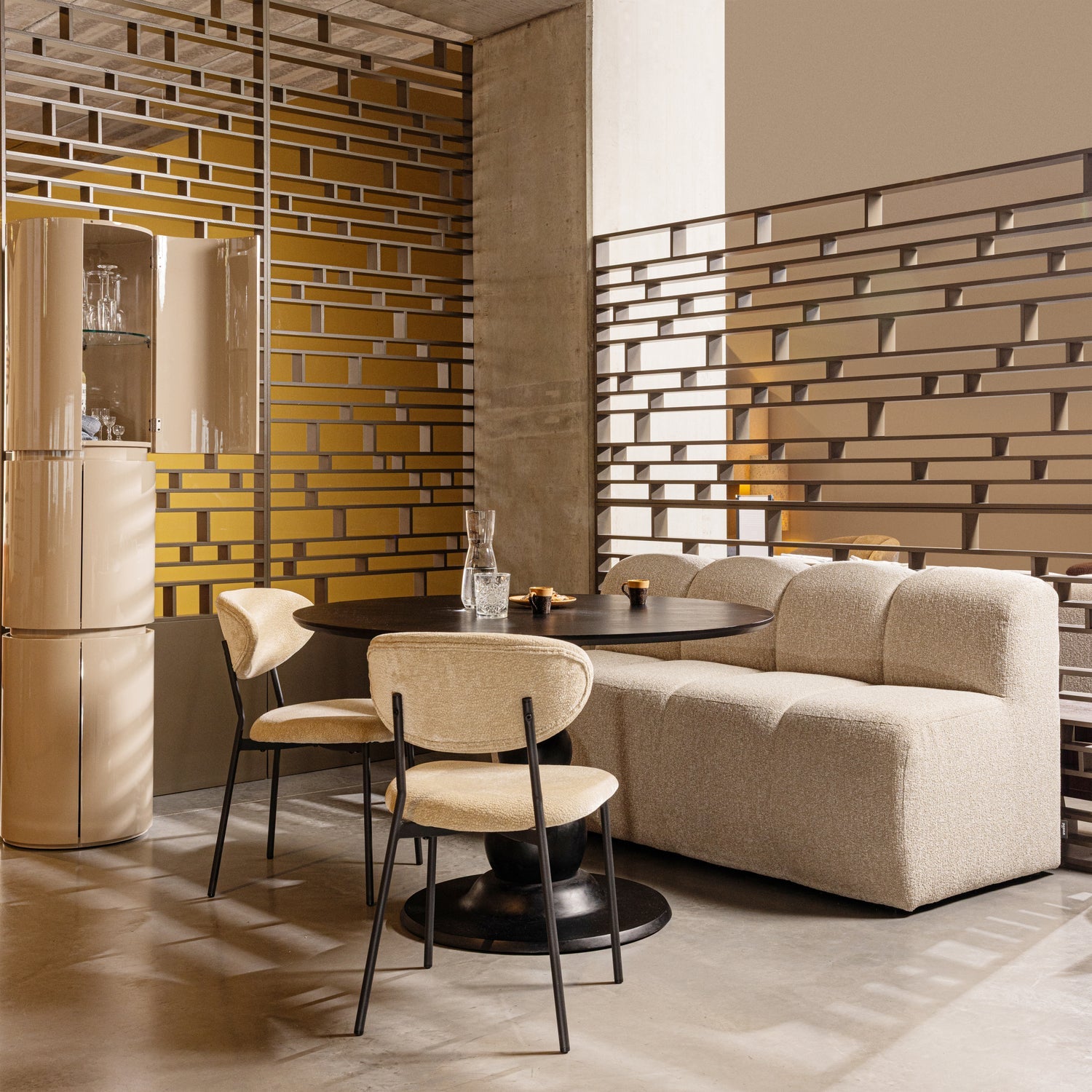 Woood Mojo Eetbank 164 Cm Met Rugleuning Boucle Beige Melange - KwaliteitWonen.nl