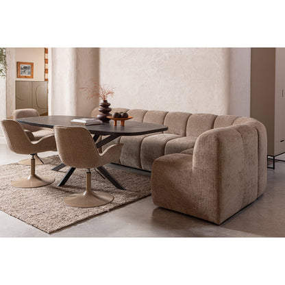Woood Mojo Eetbank 84 Cm Met Rugleuning Ribstof Donkerzand - KwaliteitWonen.nl