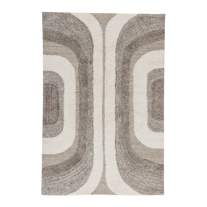 Woood Moro Vloerkleed Wol/Katoen Grijswit 170x240cm - KwaliteitWonen.nl