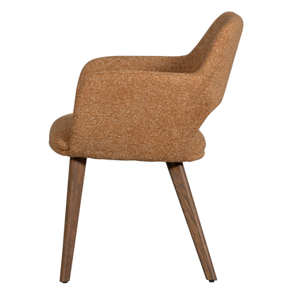 Woood Murat Eetkamerstoel Geel Met Houten Poot Bruin - KwaliteitWonen.nl