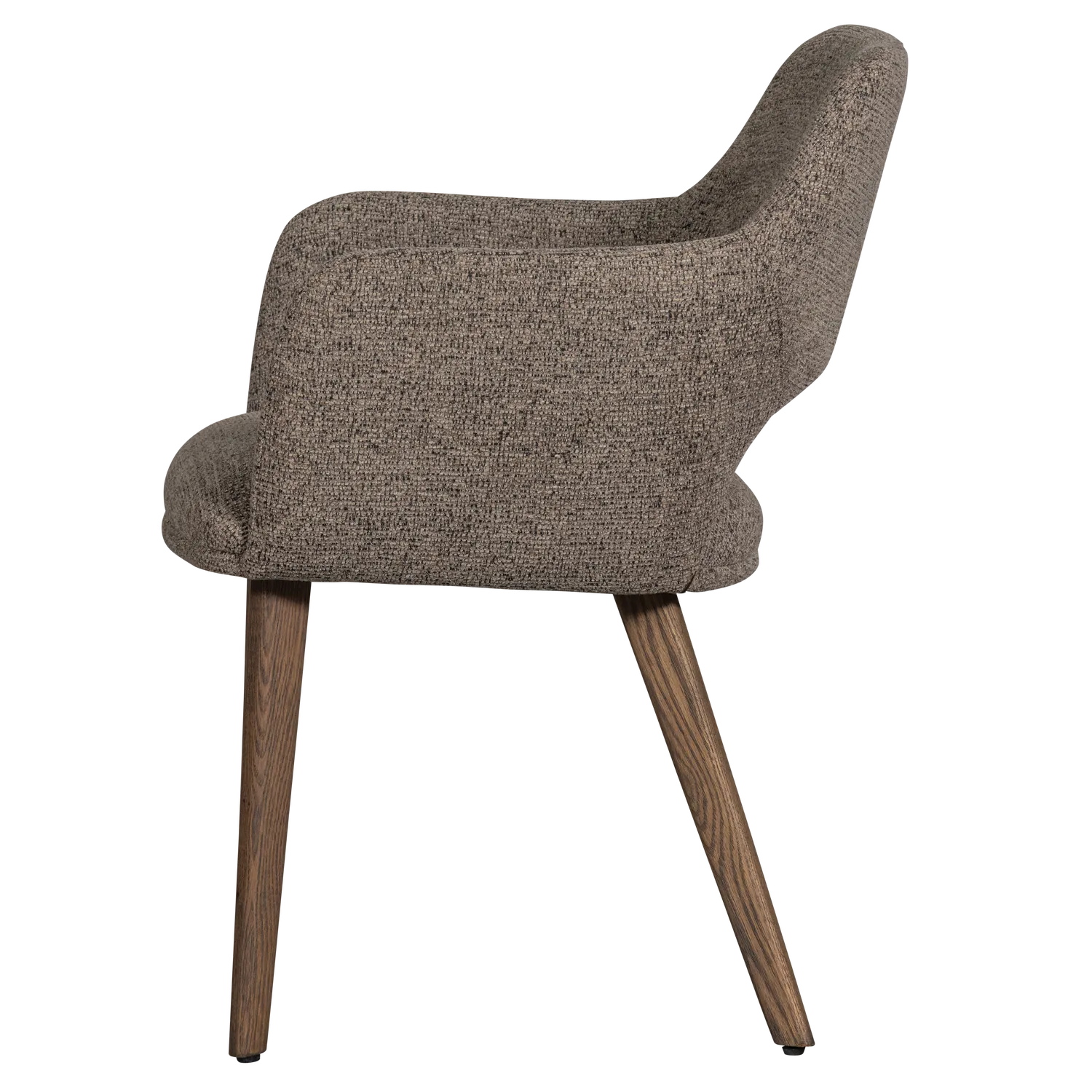 Woood Murat Eetkamerstoel Taupe Met Houten Poot Bruin - KwaliteitWonen.nl