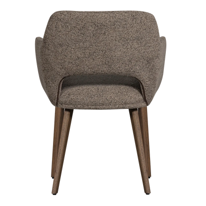 Woood Murat Eetkamerstoel Taupe Met Houten Poot Bruin - KwaliteitWonen.nl
