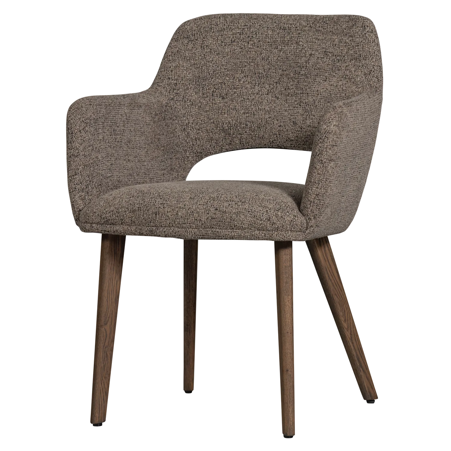 Woood Murat Eetkamerstoel Taupe Met Houten Poot Bruin - KwaliteitWonen.nl