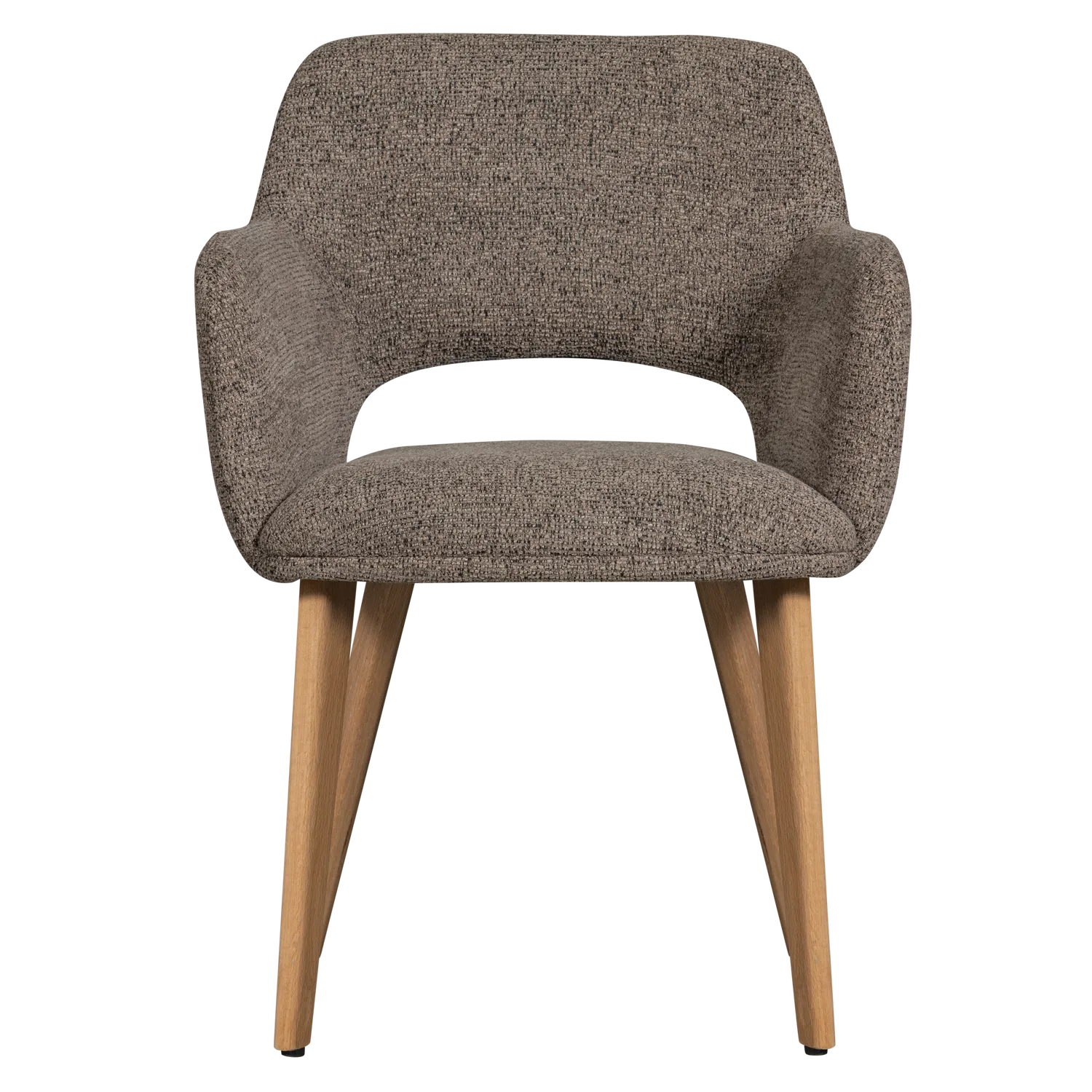 Woood Murat Eetkamerstoel Taupe Met Houten Poot Naturel - KwaliteitWonen.nl