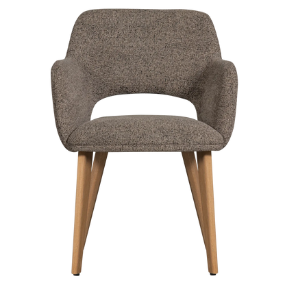 Woood Murat Eetkamerstoel Taupe Met Houten Poot Naturel - KwaliteitWonen.nl