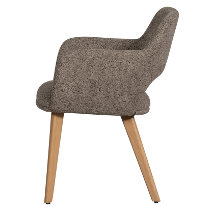 Woood Murat Eetkamerstoel Taupe Met Houten Poot Naturel - KwaliteitWonen.nl