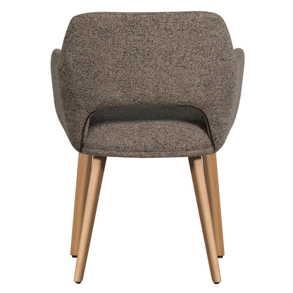Woood Murat Eetkamerstoel Taupe Met Houten Poot Naturel - KwaliteitWonen.nl