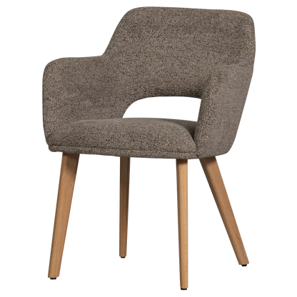 Woood Murat Eetkamerstoel Taupe Met Houten Poot Naturel - KwaliteitWonen.nl