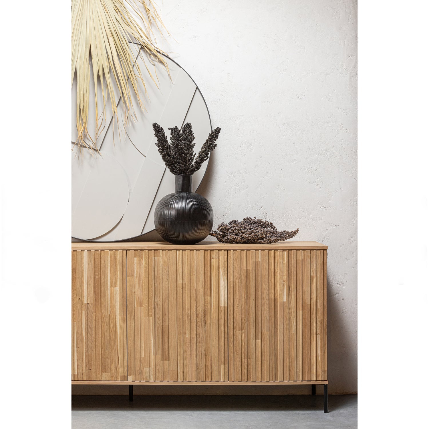 Woood New Gravure Dressoir 200cm Eiken Blanke Lak [Fsc] - KwaliteitWonen.nl