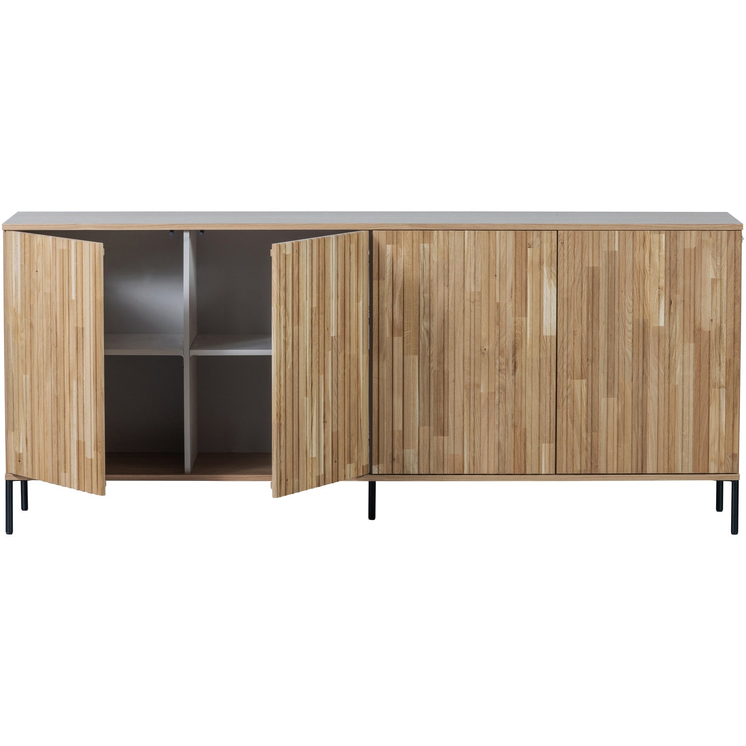 Woood New Gravure Dressoir 200cm Eiken Blanke Lak [Fsc] - KwaliteitWonen.nl