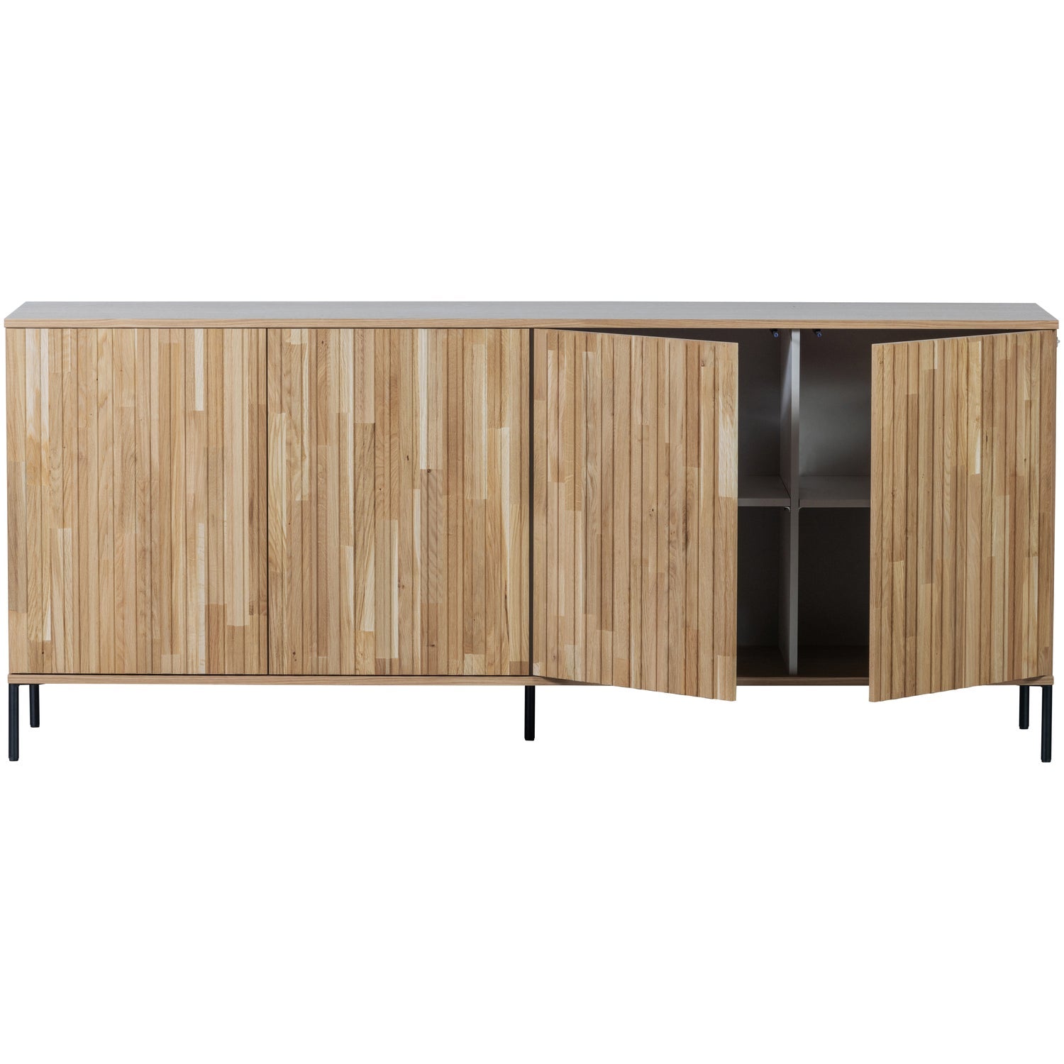 Woood New Gravure Dressoir 200cm Eiken Blanke Lak [Fsc] - KwaliteitWonen.nl