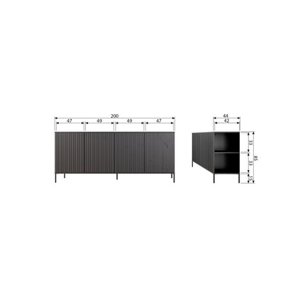 Woood New Gravure Dressoir 200cm Eiken Blanke Lak [Fsc] - KwaliteitWonen.nl