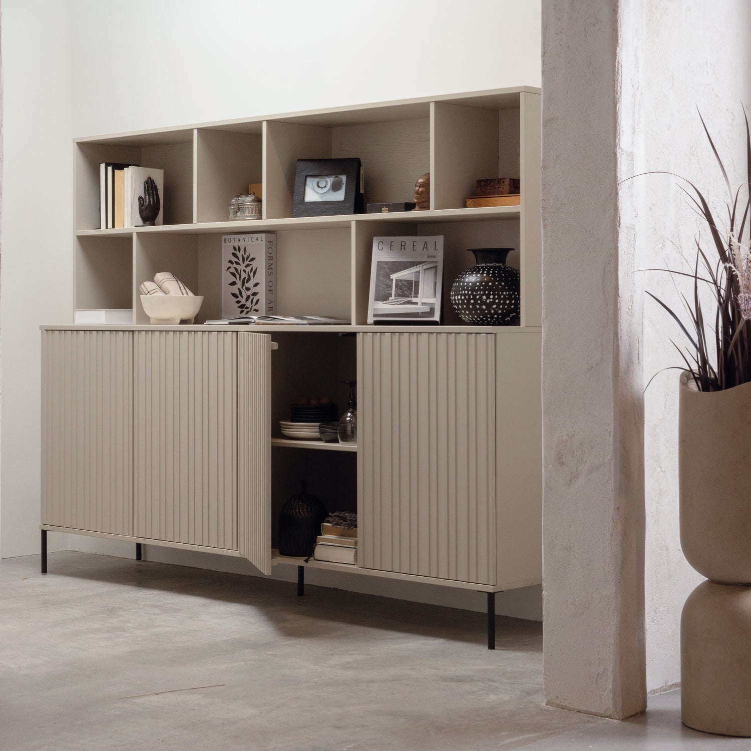 Woood New Gravure Dressoir 200cm Grenen Dust [Fsc] - KwaliteitWonen.nl