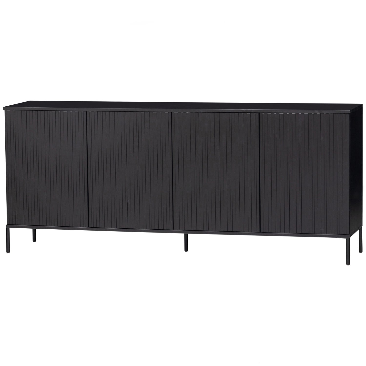 Woood New Gravure Dressoir 200cm Grenen Zwart [Fsc] - KwaliteitWonen.nl