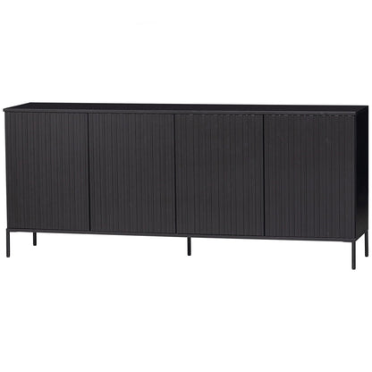 Woood New Gravure Dressoir 200cm Grenen Zwart [Fsc] - KwaliteitWonen.nl