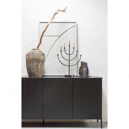 Woood New Gravure Dressoir 200cm Grenen Zwart [Fsc] - KwaliteitWonen.nl