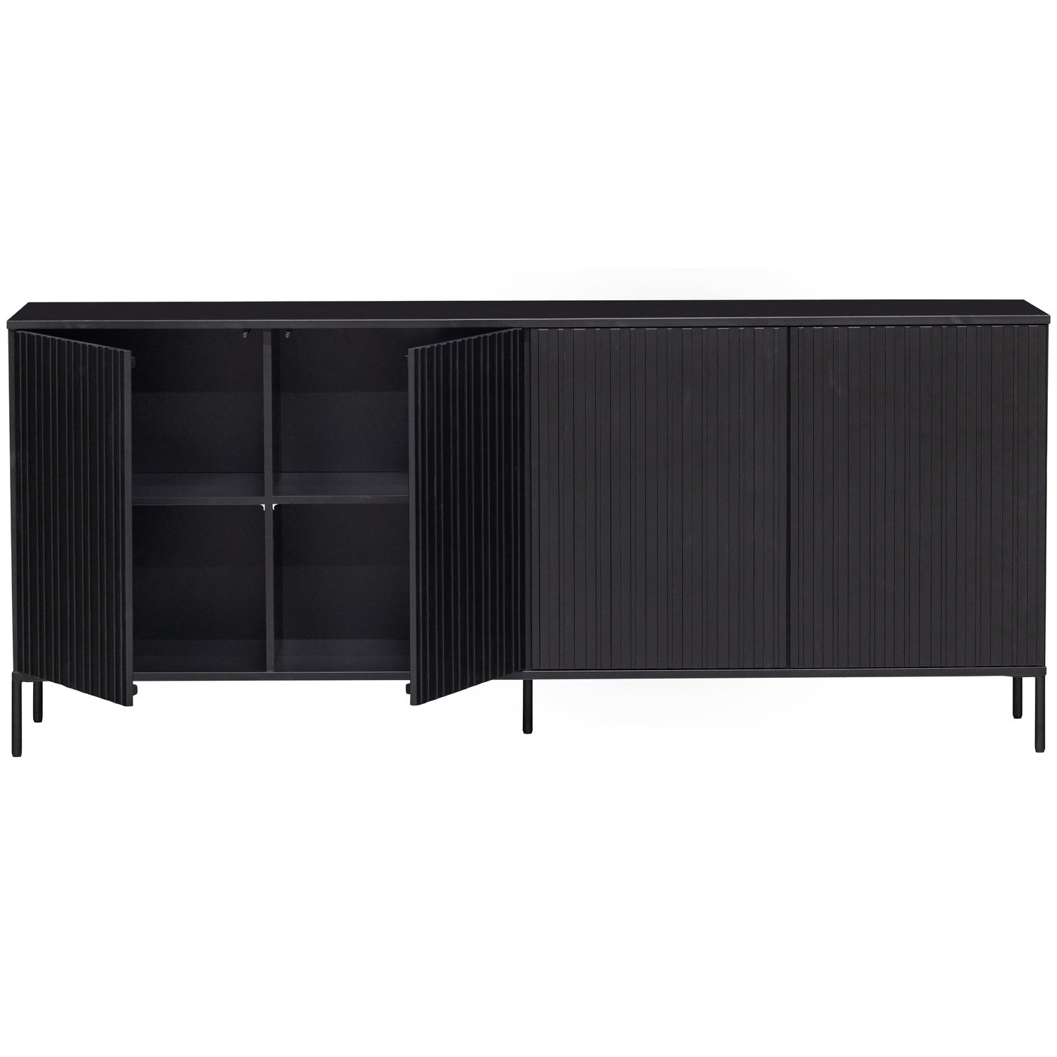Woood New Gravure Dressoir 200cm Grenen Zwart [Fsc] - KwaliteitWonen.nl