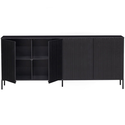 Woood New Gravure Dressoir 200cm Grenen Zwart [Fsc] - KwaliteitWonen.nl