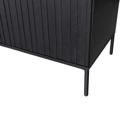 Woood New Gravure Dressoir 200cm Grenen Zwart [Fsc] - KwaliteitWonen.nl