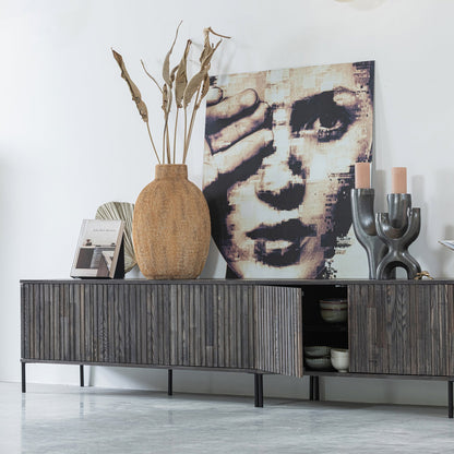 Woood New Gravure Dressoir Tv Meubel 150cm Essen Fineer Espresso [Fsc] - KwaliteitWonen.nl