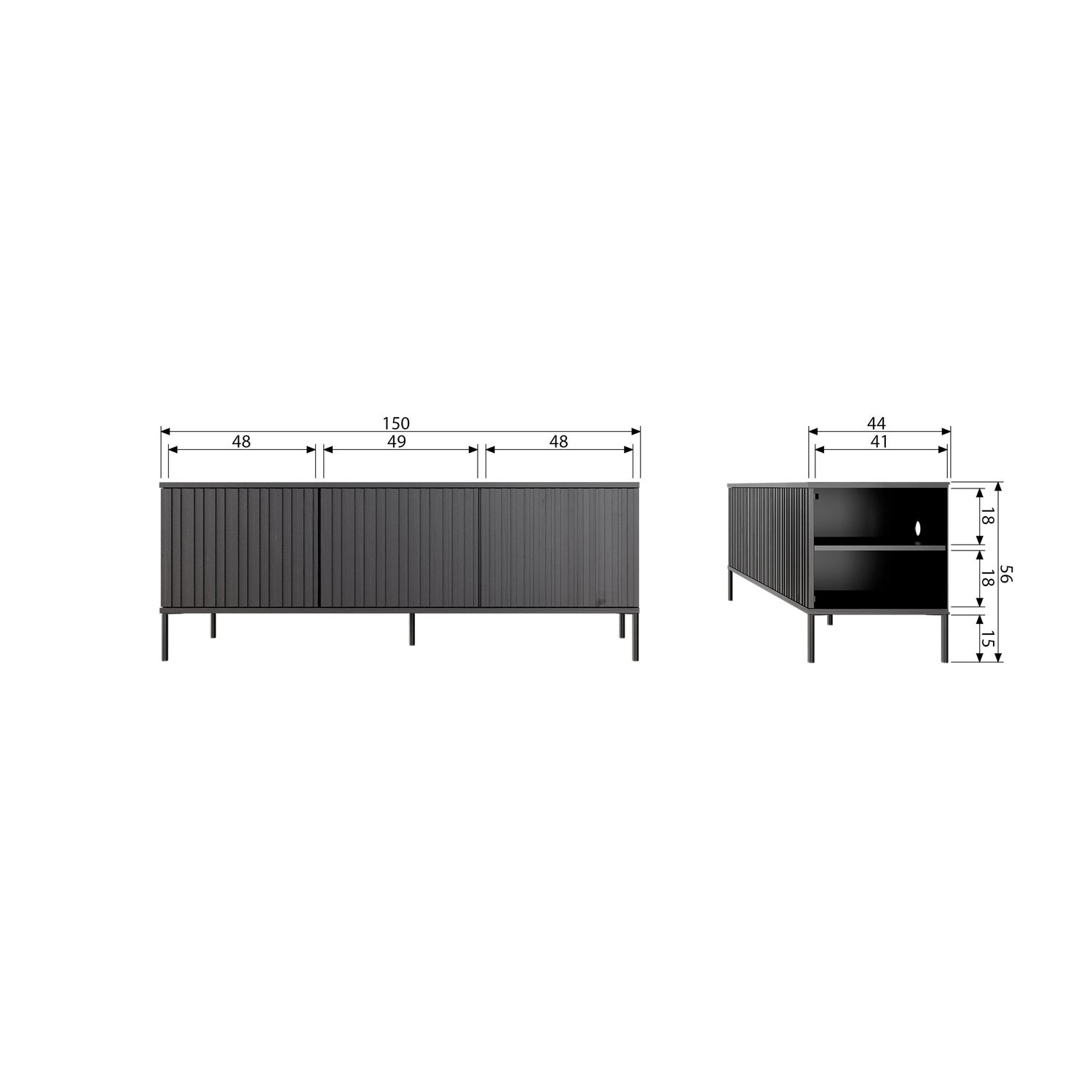 Woood New Gravure Dressoir Tv Meubel 150cm Essen Fineer Espresso [Fsc] - KwaliteitWonen.nl