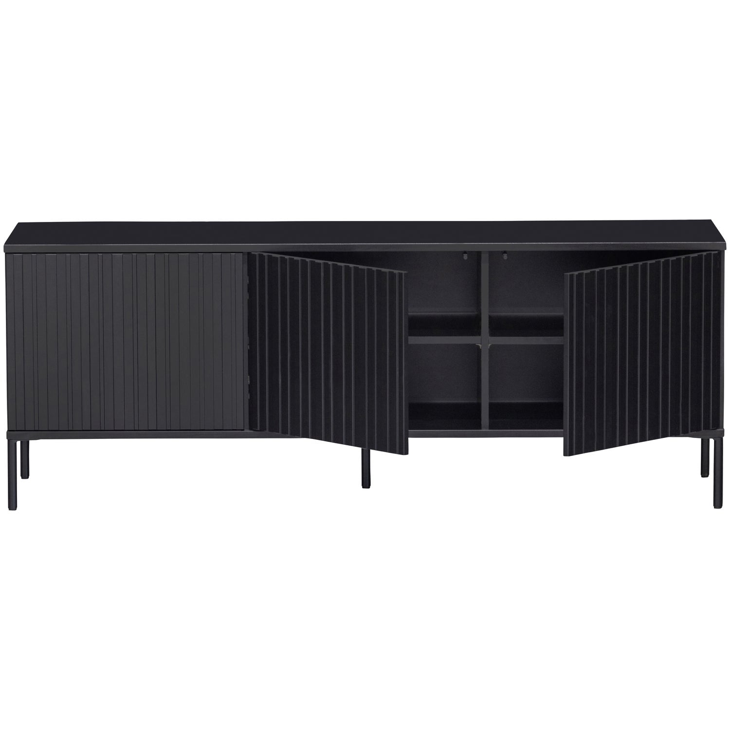 Woood New Gravure Dressoir Tv Meubel 150cm Grenen Zwart [Fsc] - KwaliteitWonen.nl