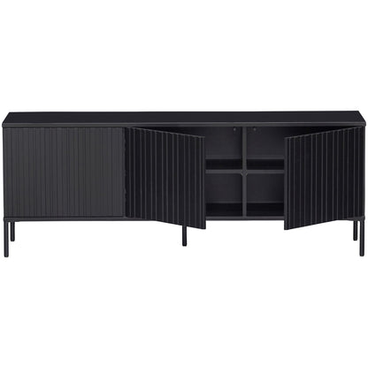 Woood New Gravure Dressoir Tv Meubel 150cm Grenen Zwart [Fsc] - KwaliteitWonen.nl