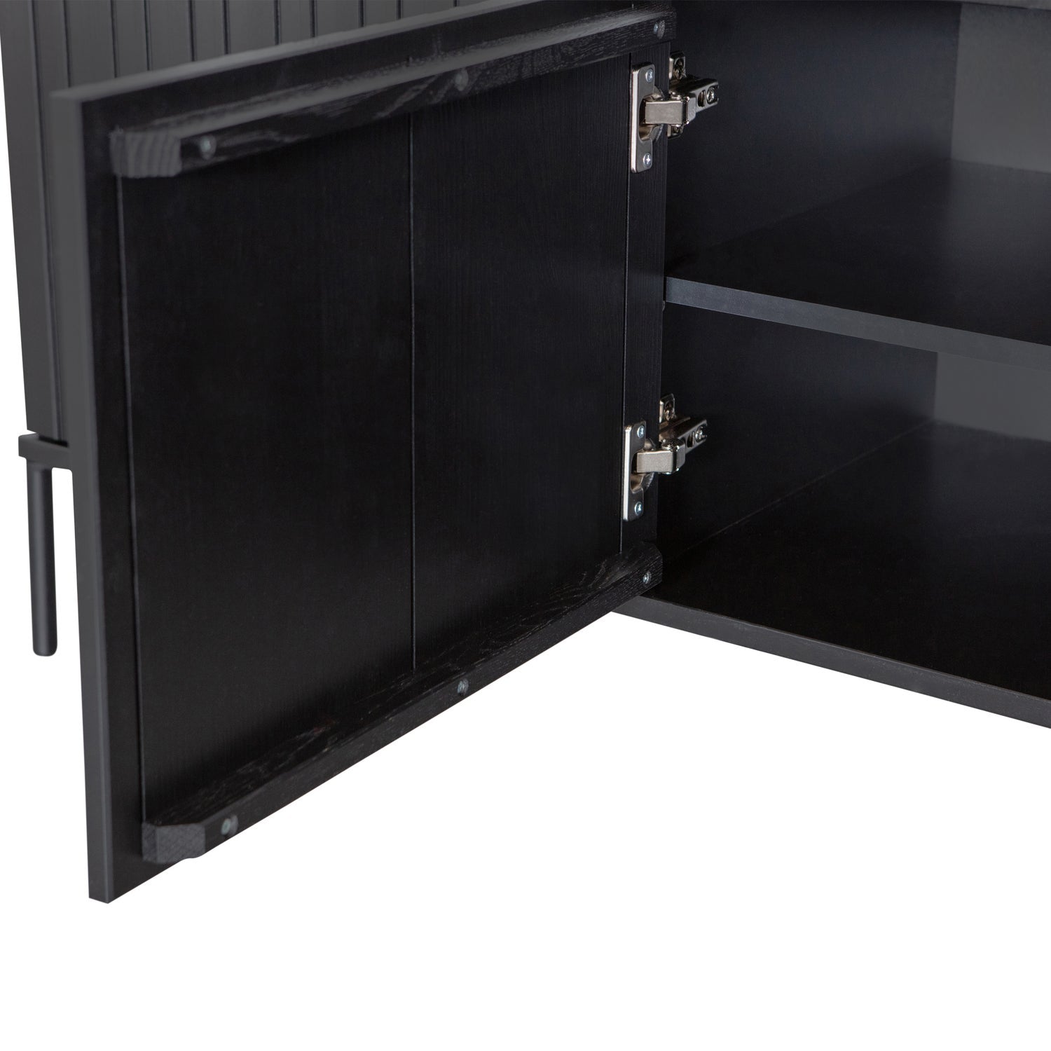 Woood New Gravure Dressoir Tv Meubel 150cm Grenen Zwart [Fsc] - KwaliteitWonen.nl