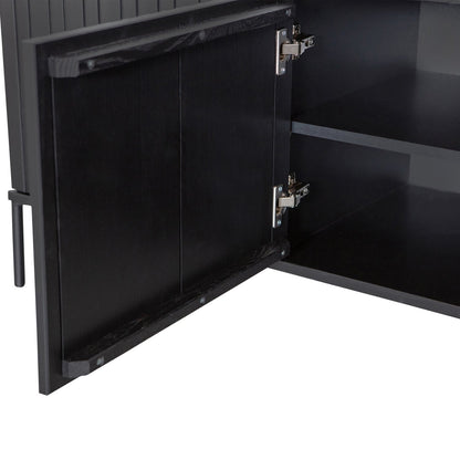 Woood New Gravure Dressoir Tv Meubel 150cm Grenen Zwart [Fsc] - KwaliteitWonen.nl