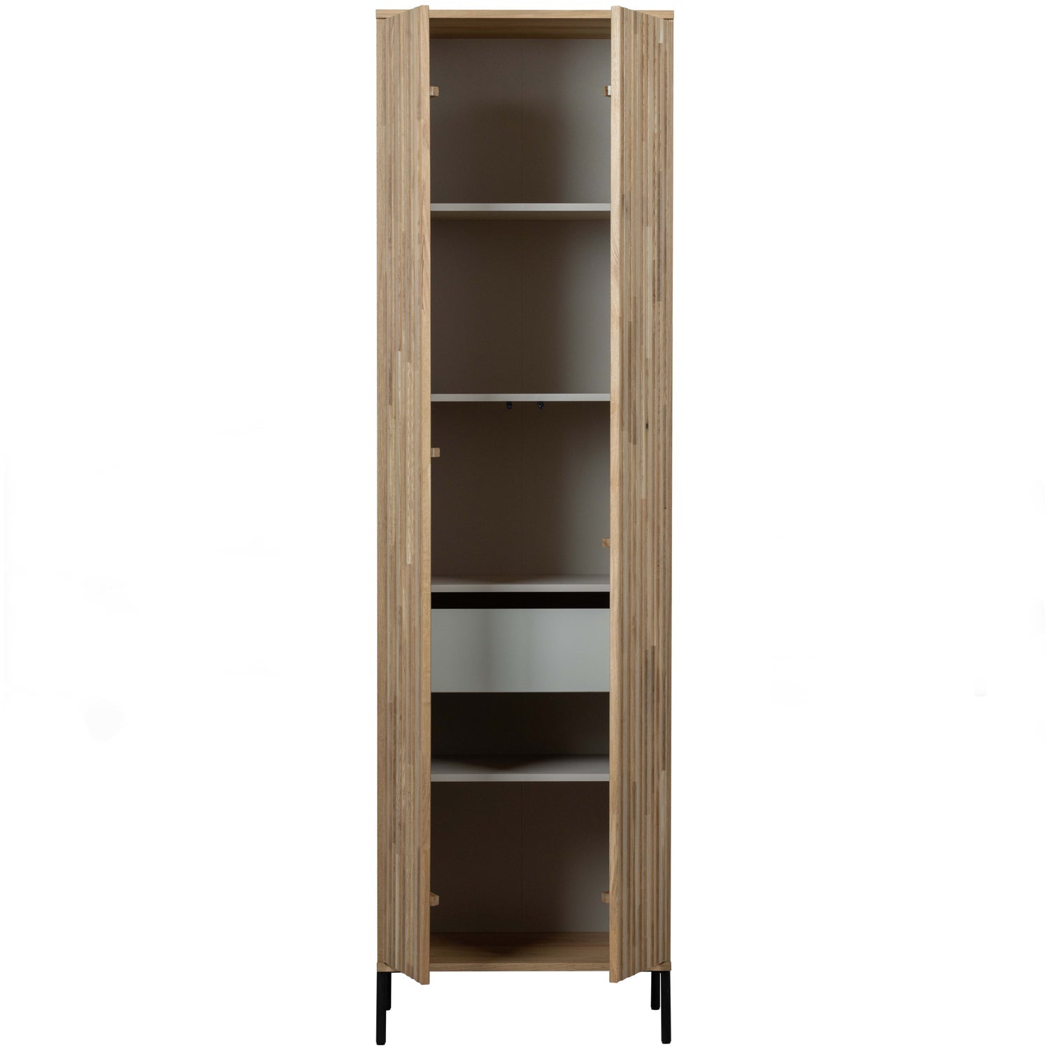 Woood New Gravure Hoge Kast Eiken Blanke Lak [Fsc] - KwaliteitWonen.nl