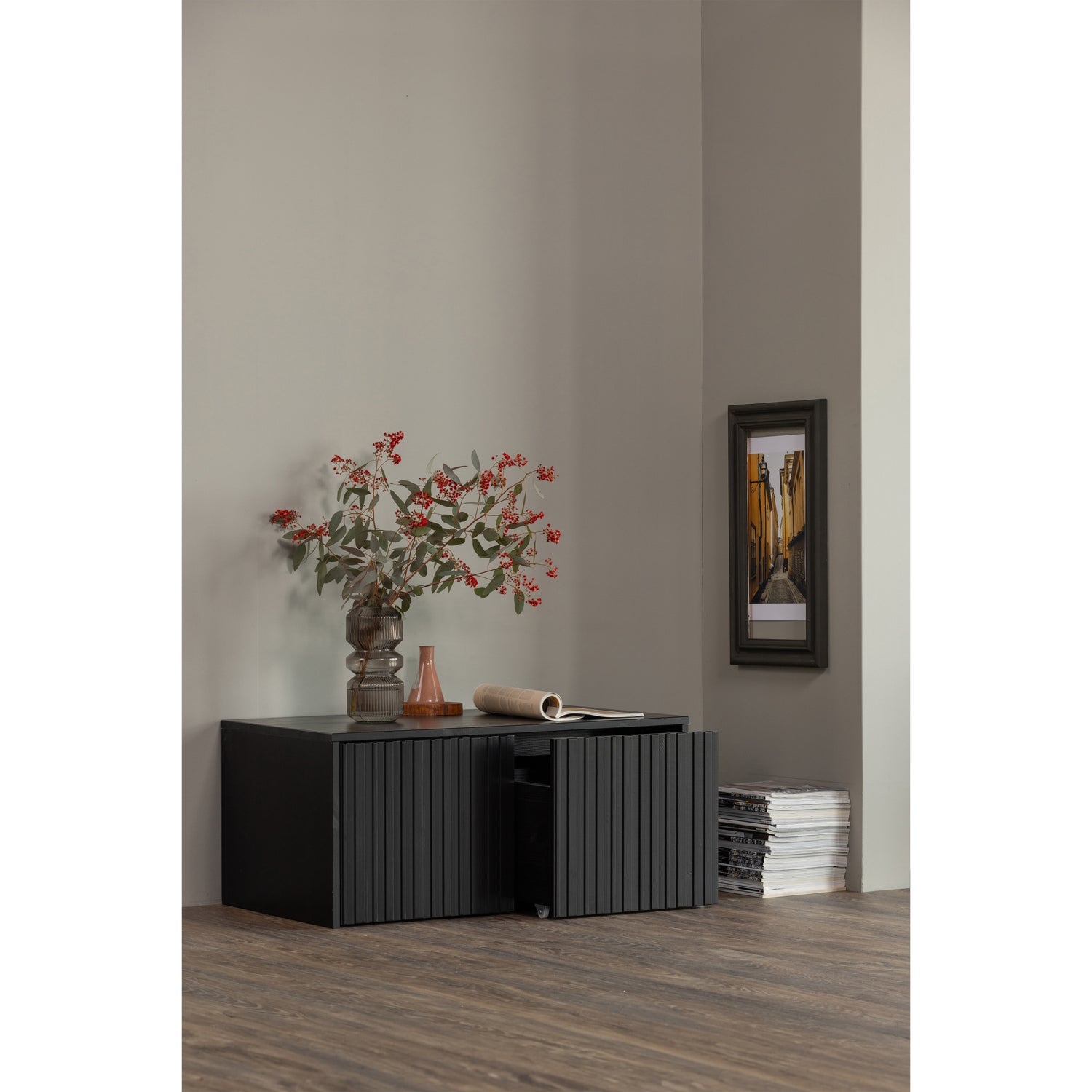 Woood New Gravure Kistbank Grenen Zwart [Fsc] - KwaliteitWonen.nl