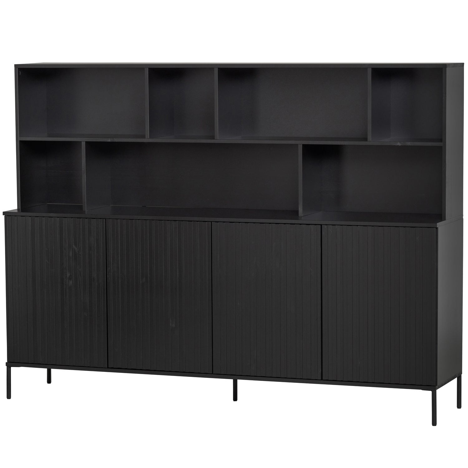 Woood New Gravure Wandkast Grenen Zwart [Fsc] - KwaliteitWonen.nl