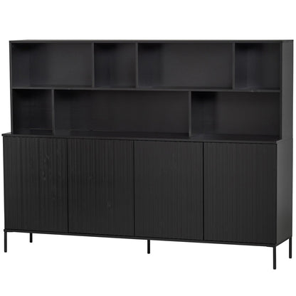 Woood New Gravure Wandkast Grenen Zwart [Fsc] - KwaliteitWonen.nl