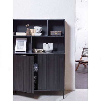 Woood New Gravure Wandkast Grenen Zwart [Fsc] - KwaliteitWonen.nl