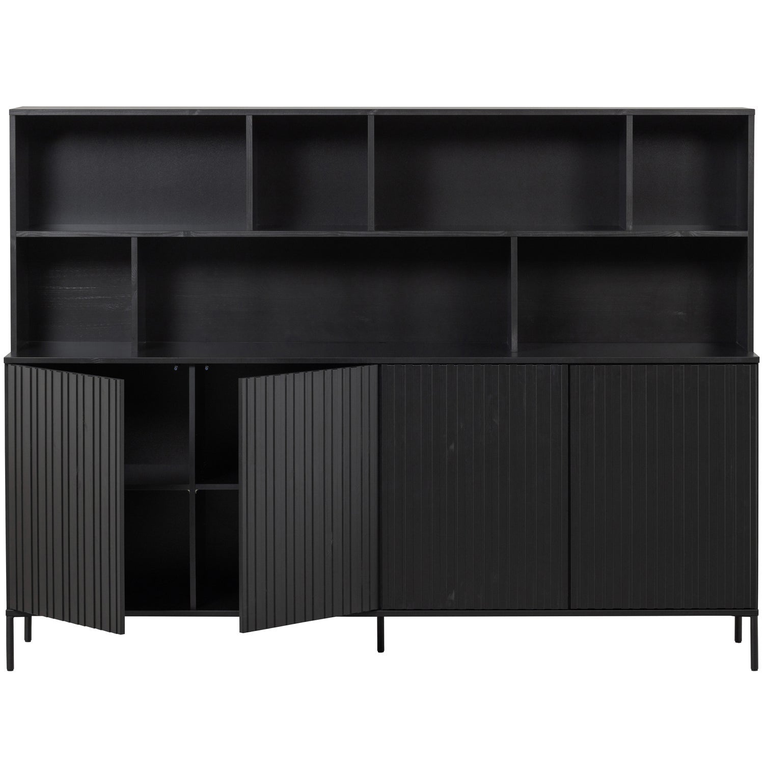 Woood New Gravure Wandkast Grenen Zwart [Fsc] - KwaliteitWonen.nl